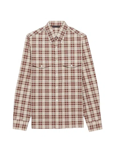 Prada Checked Cotton Button-down Shirt In Brown
