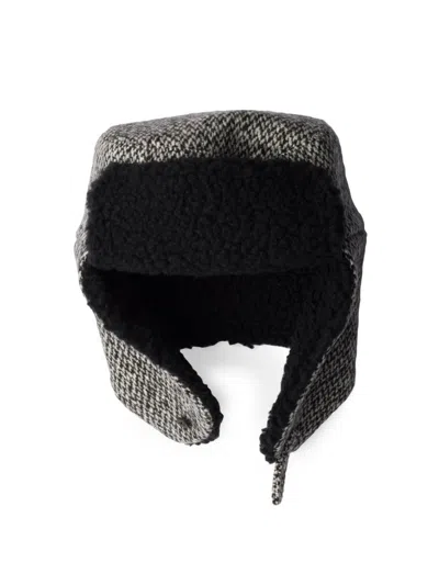 Prada Tweed Trapper Hat In Black