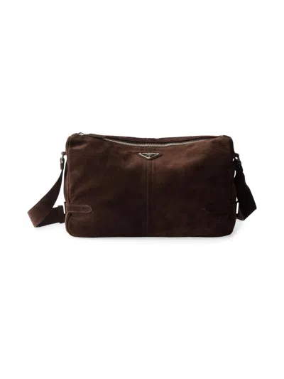 Prada Suede Shoulder Bag In Brown