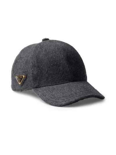 Prada Loden Fabric Baseball Cap In Gray