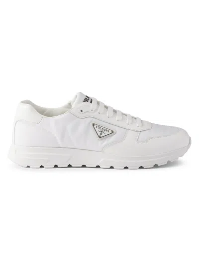 Prada Mens White Re-nylon Brand-plaque Leather And Nylon Low-top Trainers Eur 40 / 6 Uk In White