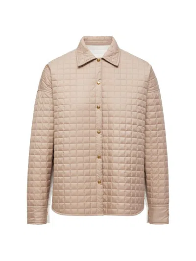 Moncler Microfiber Quilted Reversible Shacket In Neutral