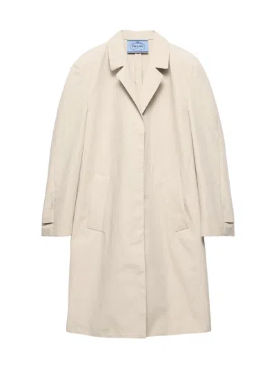 Prada Single-breasted Coat In Neutral