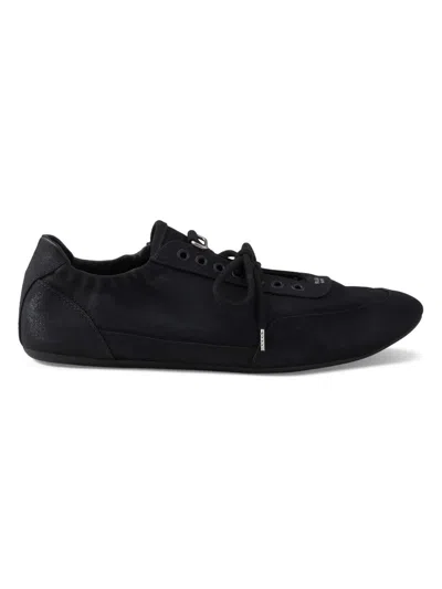 Prada Men's Collapse Canvas Sneakers In Black
