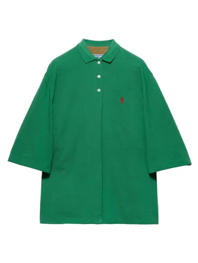 Prada Bicolor Polyethylene Biker Jacket In Green