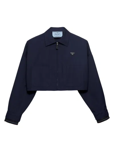 Prada Poplin Blouson Jacket In Blue