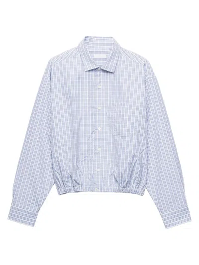 Prada Checked Buttoned Shirt In Blue