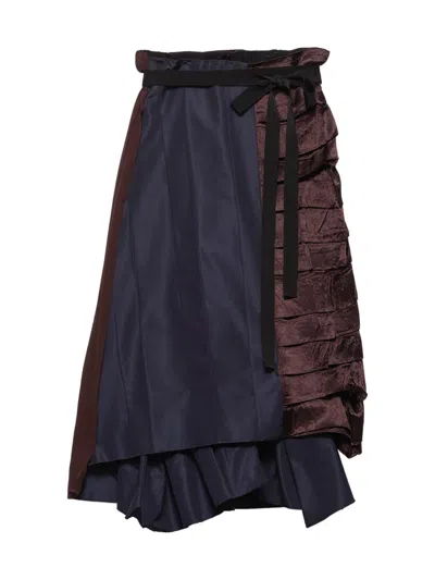 Prada Silk Faille Patchwork Midi Wrap Skirt In Multi