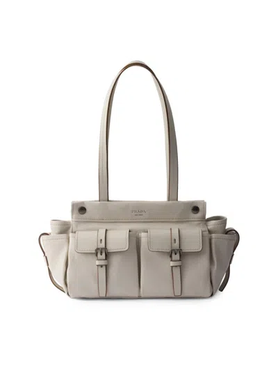 Prada Route Medium Leather Tote Bag In White