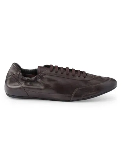 Prada Collapse Leather Sneakers In Brown