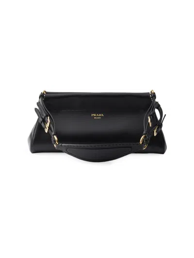 Prada Chic Top Handle Shoulder Bag With Gold Hardware In Black
