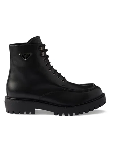 Prada Leather Amphibious Polished Finish Shoes In Black