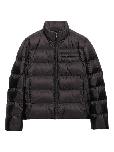 Prada Men's Medium-weight Re-nylon Down Jacket In Black