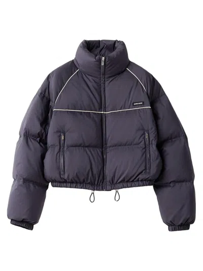 Miu Miu Padded Piped-trim Jacket In Blue