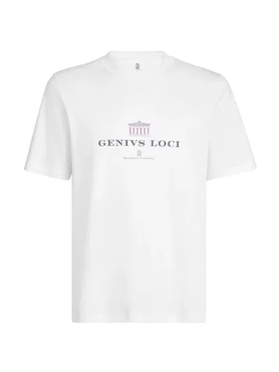 Brunello Cucinelli Men Crew-neck T-shirt With Graphic Print In Multi