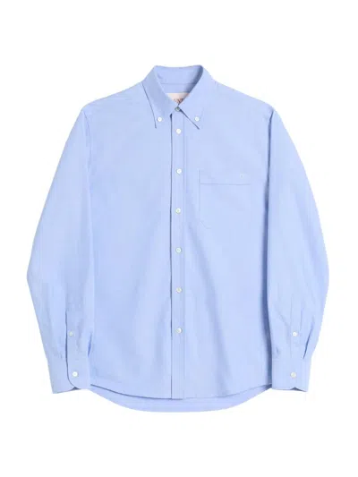 Valentino Vlogo Embroidered Long-sleeved Shirt In Light Blue