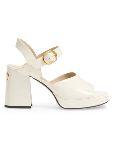 Valentino Sandalo Con Plateau Fawcette In Vitello Abrasivato 100mm In White