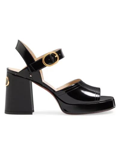 Valentino Garavani Fawcette Platform Sandal In Polished Calfskin 100mm Woman Black 39.5 In Black