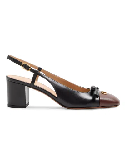 Valentino Garavani Leather Vlogo Signature Pumps With Block Heel In Black