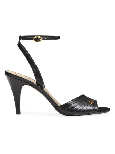 Valentino Garavani Ladycrush 85 Embellished Leather Sandals In Black