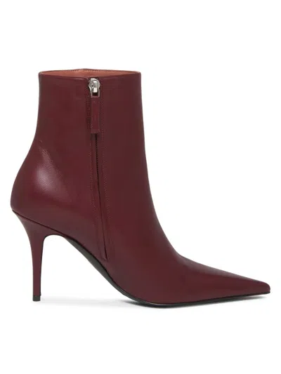 Amina Muaddi Barbara Leather Ankle Boots