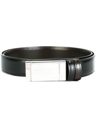 Shop Dolce & Gabbana Logo Plaque Belt In Black