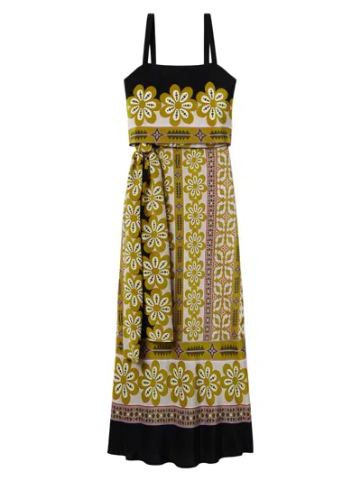 La Doublej Slip-around Floral-print Maxi Dress In Green