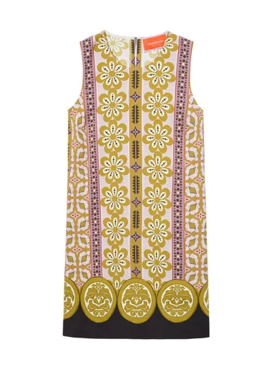La Doublej Stretch Tunic Printed Satin Minidress In Multi