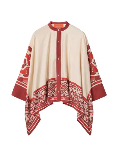 La Doublej La Double J Silk Foulard Shirt With Patternssilhouette In Multi