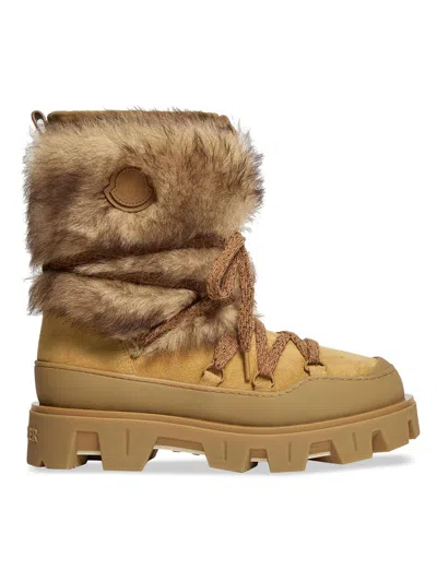 Moncler Peak Apres Suede And Shearling Ankle Boots In Orange
