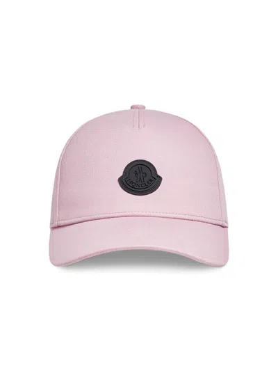 Moncler Logo Patch Gabardine Baseball Cap In Pink