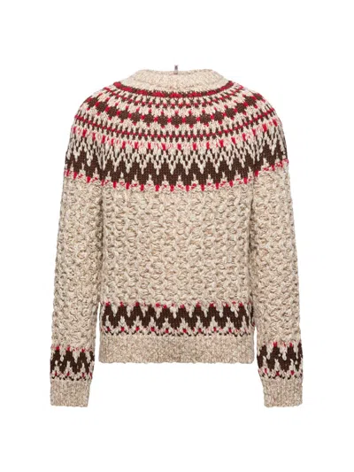 Moncler Jacquard Wool Blend Sweater With Geometric Pattern In Multi