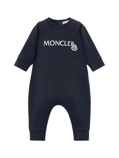 Moncler Newborn's Baby One Piece Grow In Stretch Cotton In Blue | ModeSens