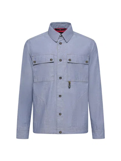 Moncler Light Blue Regular Solid Shirt In Blue