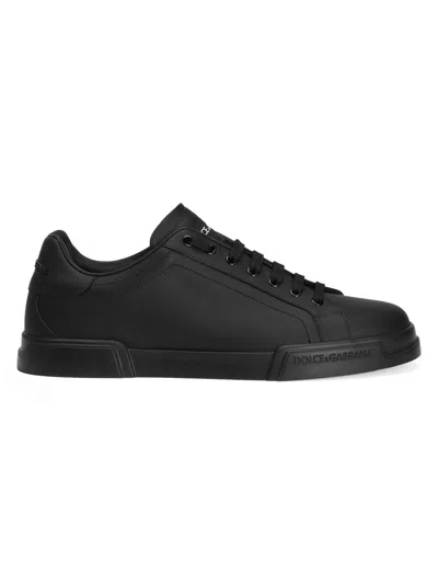 Dolce & Gabbana Portofino Light Sneaker In Calfskin For Men In Black