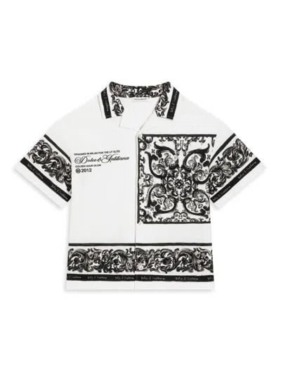 Dolce & Gabbana Little Boy's & Boy's Majolica Logo Shirt In White