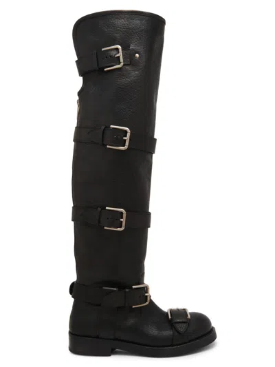 Dolce & Gabbana Women Black Leather Boots, 4.5 Luxury Boots For Women Darveys