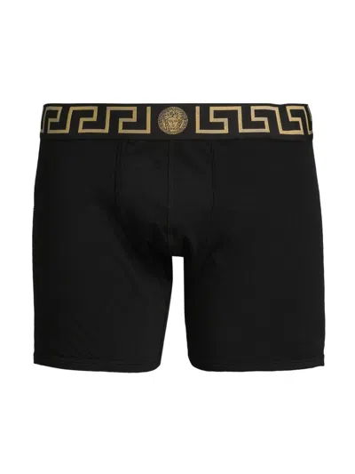 Versace Greek Key Jersey Boxer Briefs In Black