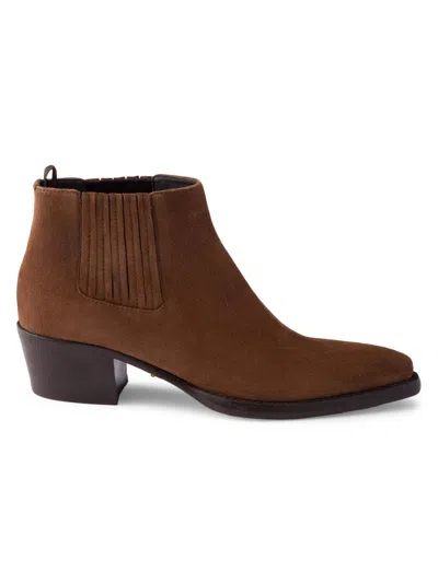 Prada Suede Booties In Brown