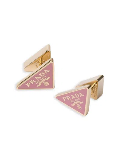 Prada Enameled Metal Earrings In Yellow