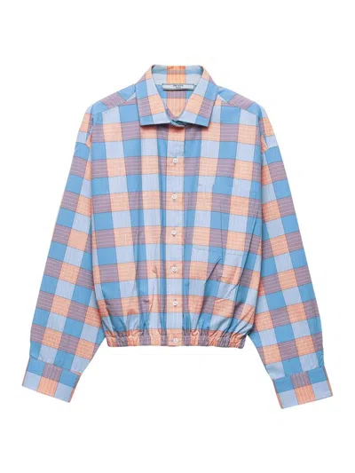 Prada Checked Poplin Shirt In Multi