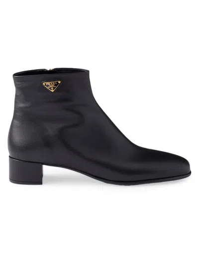 Prada Triangle-logo Zip Ankle Boots In Black
