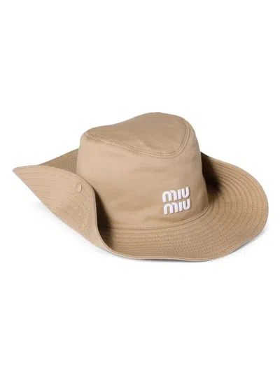 Miu Miu Drill Hat In Brown