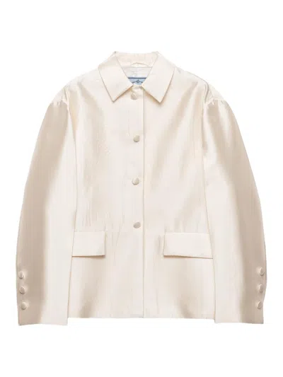 Prada Silk-wool Single-breasted Evening Jacket In White