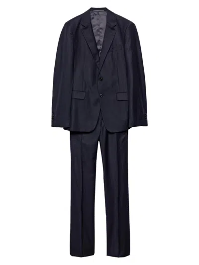 Prada Single-breasted Cashmere And Wool Suit In Blue