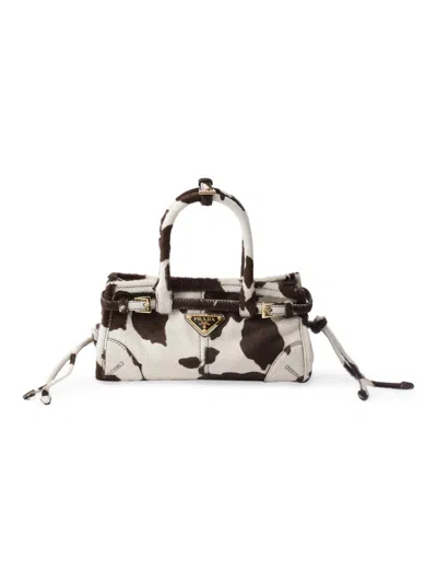 Prada Bonnie Mini Printed Leather Handbag In White
