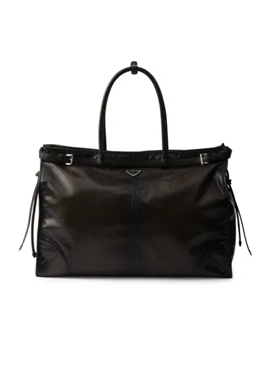 Prada Chocolate Leather Large Shopping Bag In Brown
