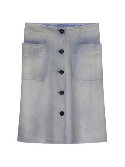Prada Button-up Patch-pocket Skirt In Blue