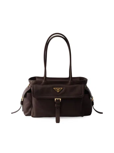 Prada Explore Medium Nappa Leather Tote Bag In Brown