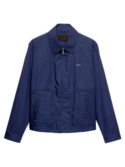Prada Mens Blue Technical Cotton-blend Blouson Jacket In Blue